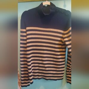 Ralph Lauren Striped Navy and Gold Sweater